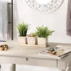WHITE SQUARE CERAMIC SMALL PLANTER SET OF 3