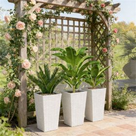 Outdoor flowerpot, set of 3, conical flowerpot, white