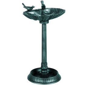 Outsunny 32" Antique Bird Bath with Pedestal Flower Planter Base, Vintage Style Decorative Birdbath, Bird Feeder Bowl & Planter Decoration Yard S